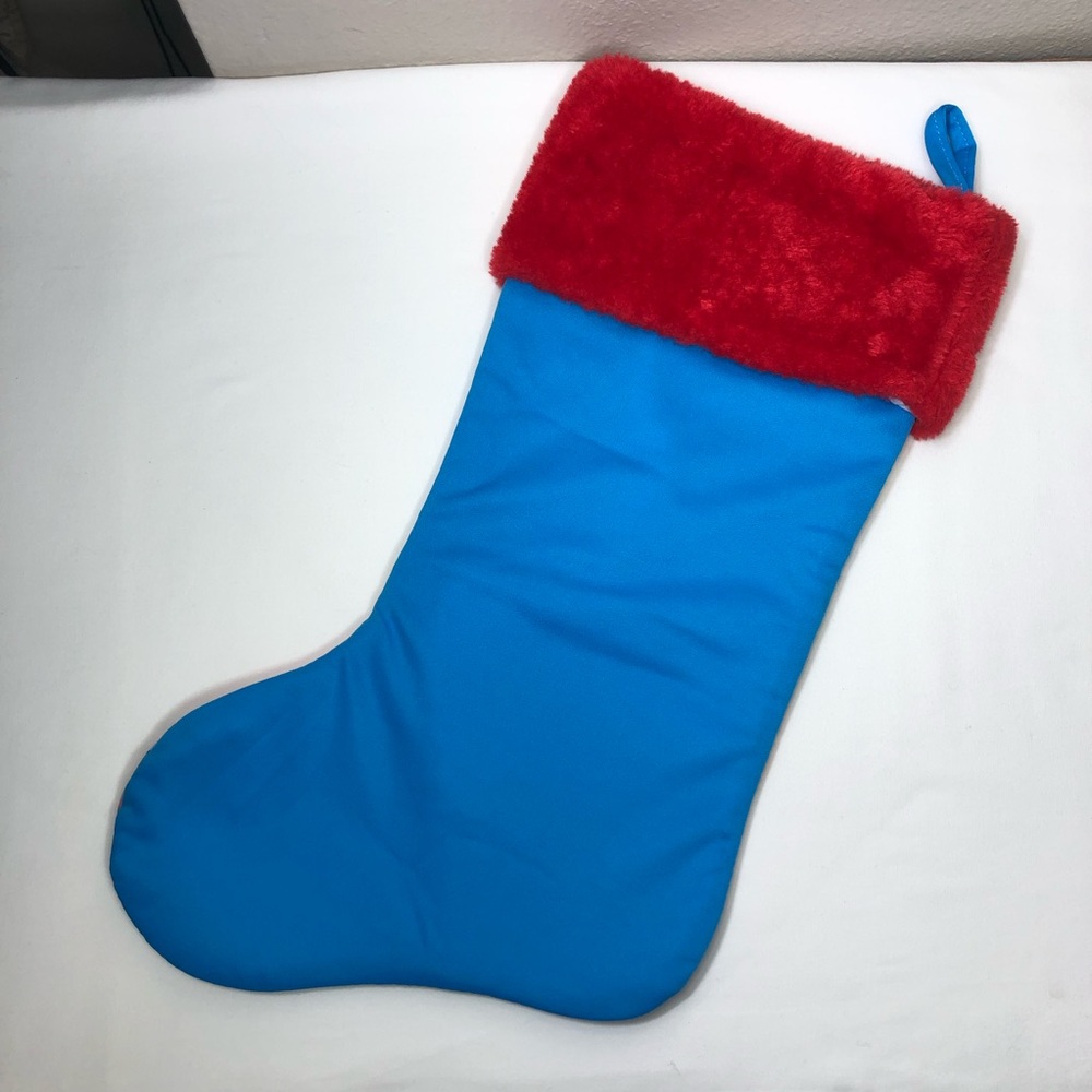 DC Comics Fur Cuff Printed Fabric Superman Ref Blue Christmas Stocking 18” - Picture 4 of 10